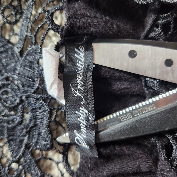 Express Extra Small Black Gold Blouse Shirt Stretch Top Stud Simply Irresistible - Picture 10 of 14